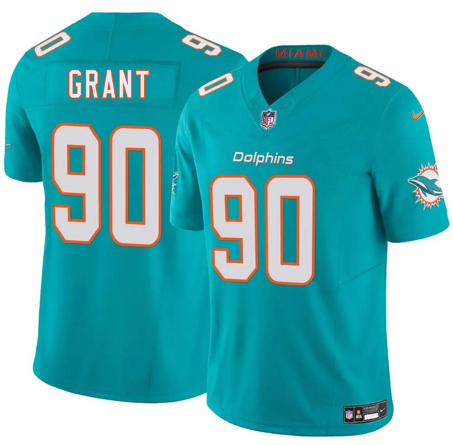 Youth Aqua Miami Dolphins #90 Kenneth Grant 2025 Draft F.U.S.E Vapor Limited Stitched Jersey